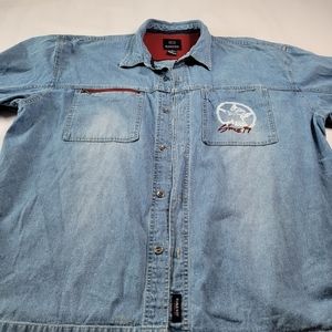Bugle boy mens denim shirt rn70892 with eagle graphic size 2xl